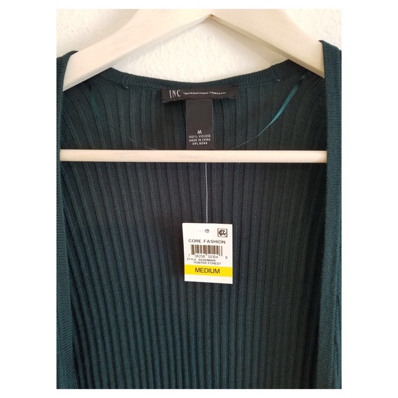 Forest Rib-Knit Open Duster Cardigan INC - Picture 6 of 7